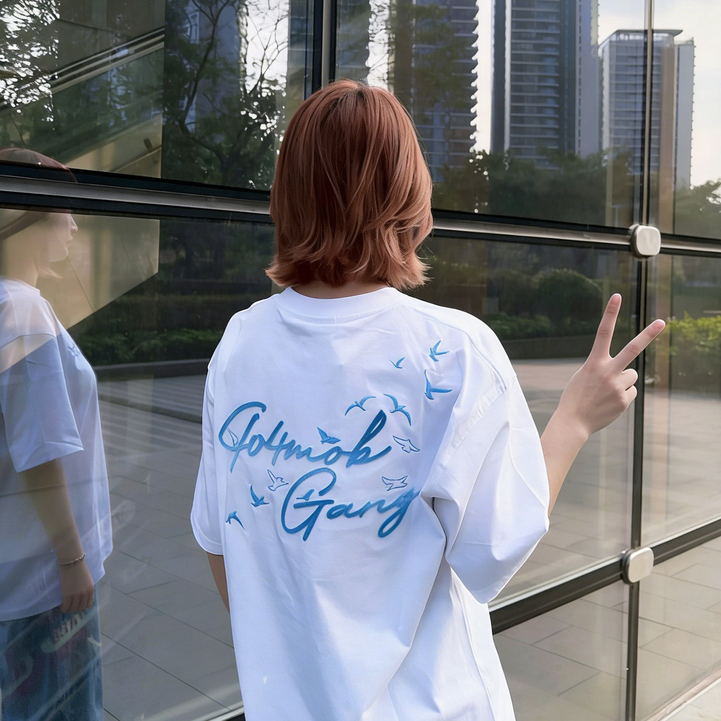 美式潮牌和平鸽刺绣短袖T恤女大童初中高中学生学院风设计感上衣