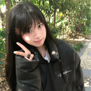 黑色羽绒棉服女大童2026新款初中高中学生中长款宽松百搭保暖外套