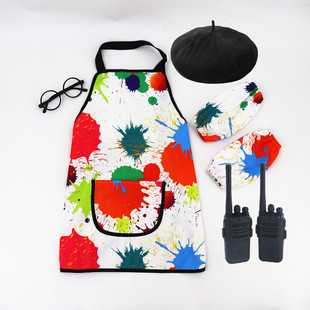 儿童小画家演出服画家帽天才艺术家职业体验服装儿童节话剧表演服