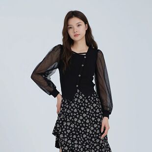 复古方领毛衫 清仓 阿依莲a.yilian