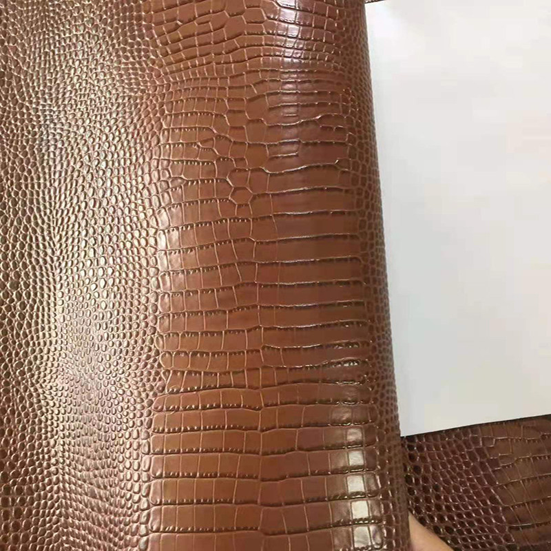 日本兵库原厂深棕色鳄鱼纹1.5mm手工diy手账本头层牛皮真皮皮料