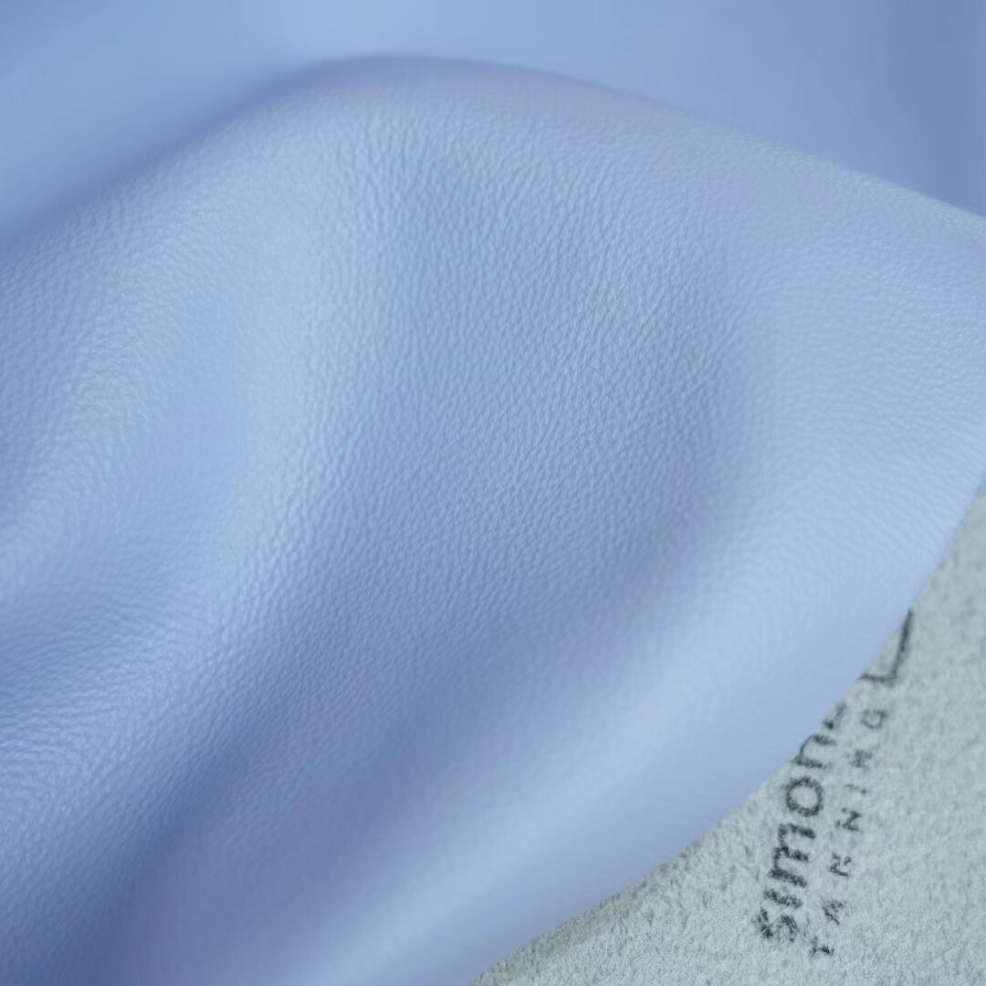 美国simona西蒙娜1.6mm冰蓝色纳帕摔纹牛皮皮料头层手账牛皮皮料