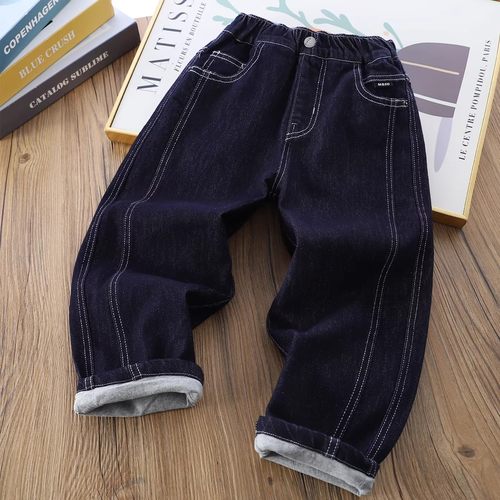 秋冬款宽松双层加厚儿童牛仔裤潮