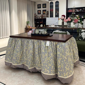 湖南烤火桌子家用冬季 多功能取暖烤火架实木楠竹可折叠长方形桌子