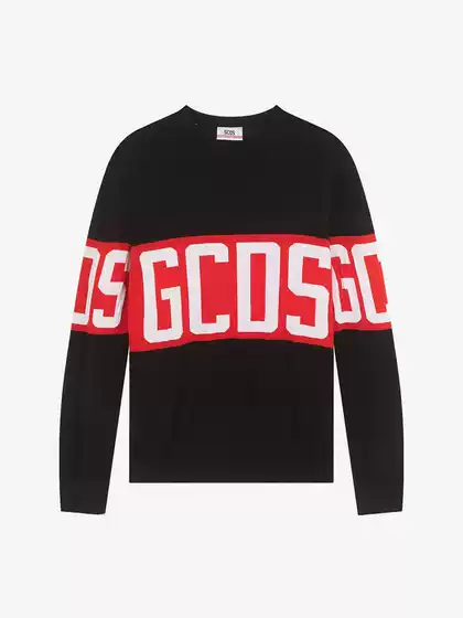 In-Stock Gcds Autumn and Winter New Color-Blocked Logo Knit Round-Neck Pullover Men's Simple Casual Sweater Knitwear
