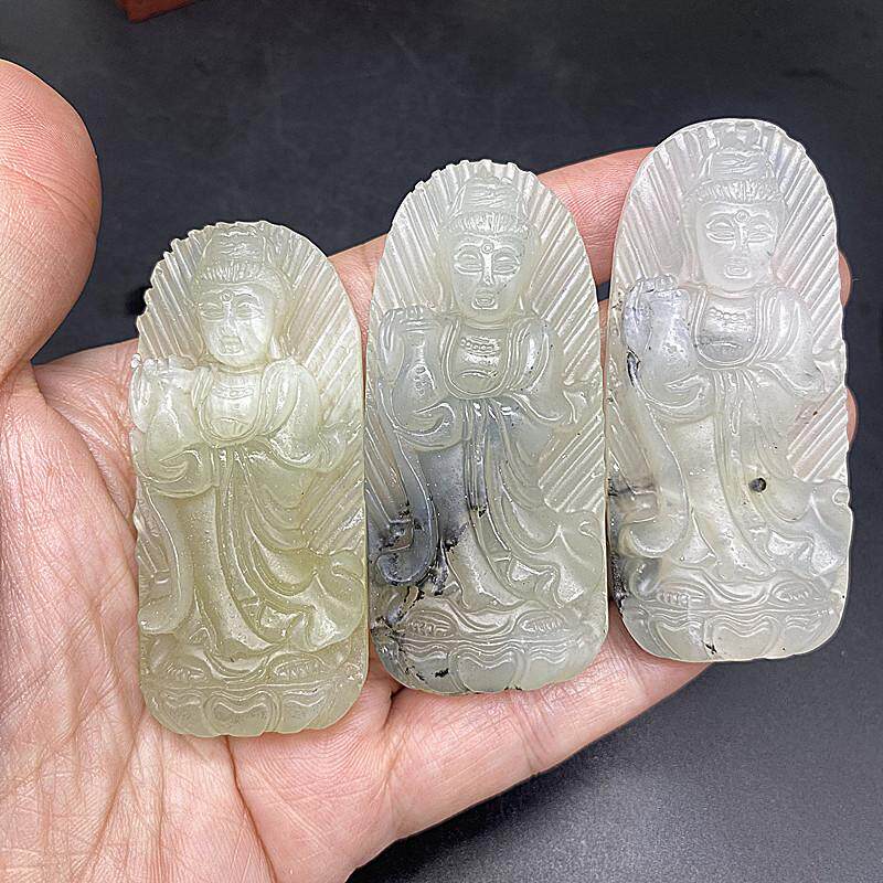 天然玉石颈饰观音菩萨佛像正品特价挂件岫玉观音男士吊坠护身符玉