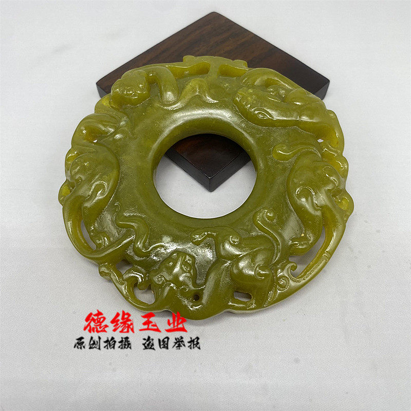 岫玉仿古貔貅玉坠吊坠挂件古风汉服腰挂螭虎玉璧玉佩腰坠摄影道具