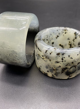 岫玉水墨玉环摆件把件腰佩玉坠