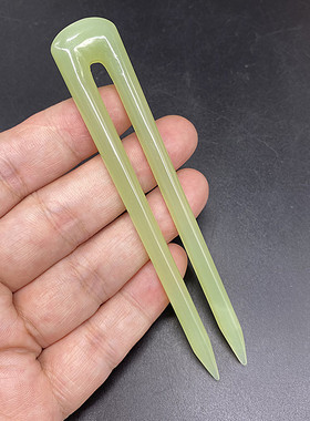 琉璃双钗湖水绿双插U玉钗发钗汉服配饰古风头饰佩饰新中式