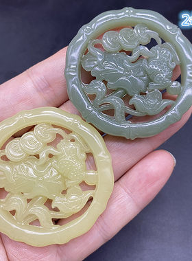 荷花金蟾吊坠玉佩腰佩项链玉坠