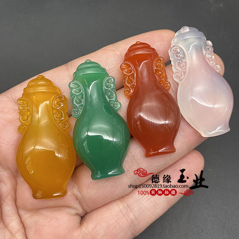 玛瑙玉髓立体花瓶吊坠挂件 貔貅平安如意玉佩古风项链颈饰毛衣坠