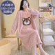 孕妇睡衣 加肥加大码 珊瑚绒睡裙女秋冬季 加厚加绒可爱法兰绒中长款