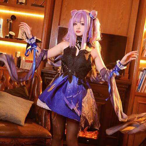原神cos服全套 刻晴cos服 霓裾翩跹服装 衣服假发cosplay现货
