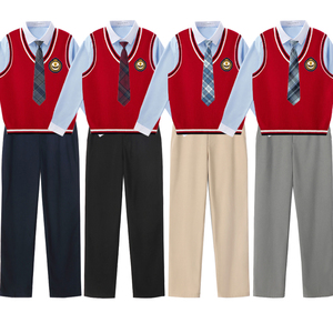 定做LOGO班服校服毛衣针织衫背心小初中大学DK日系演出表演男套装