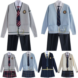 新款现货男女针织毛衣英伦学院校服制服班服情侣小初高中大学套装