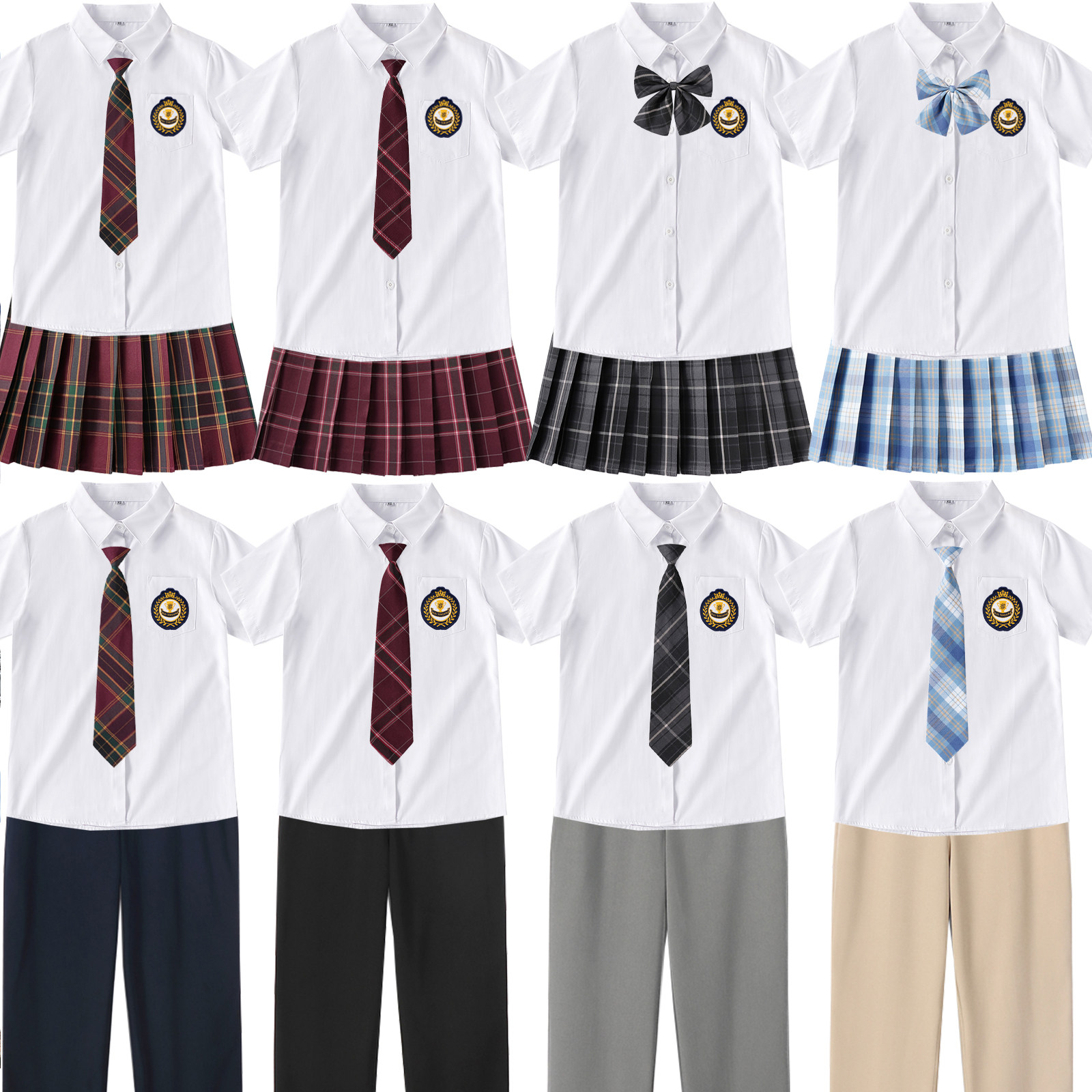 大中小学生班校服女夏装制服套装