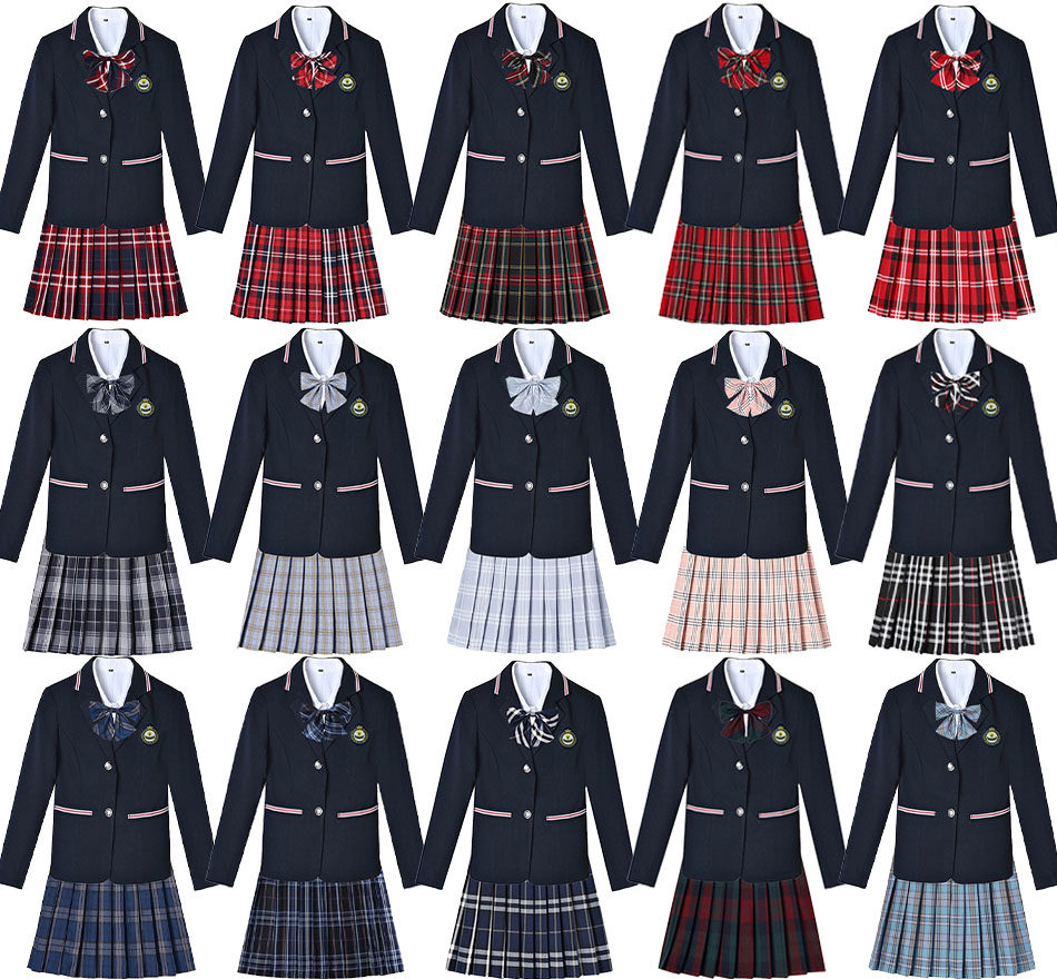 定做LOGO班服校服幼师园服合唱表演JK制服大中初小学深蓝外套全套