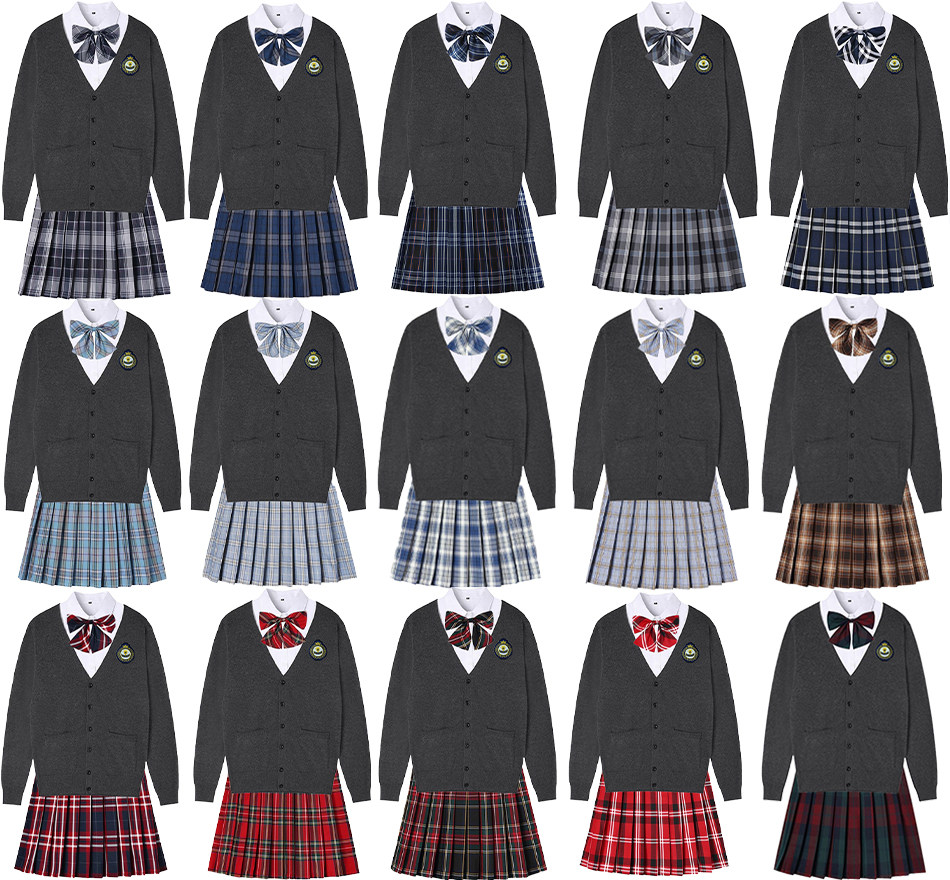 JK制服基础款V领开衫全套学生校