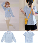 衬衫 可爱萌款 长短袖 女上衣学院娃娃领宽松圆领娃娃日向幼稚园丸襟