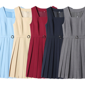 现货XS 4XL 正统JK背心裙百褶中长裙浓绀色水色灰色暗红卡其连衣