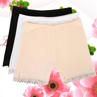 防走光三分打底裤 女纯棉档胖mm蕾丝安全裤 莫代尔 肥婆平脚内裤 大码