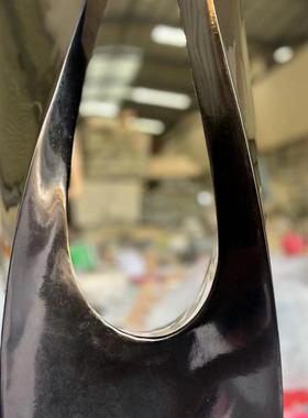 天然大理石墨玉黑白根雕刻机雕抽象摆件饰品纽带设计师同款