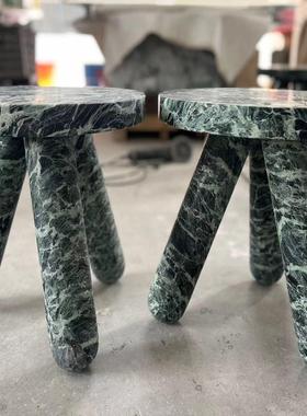 意大利的普拉达绿天然奢石大理石边几凳子定制桌椅边几设计师款