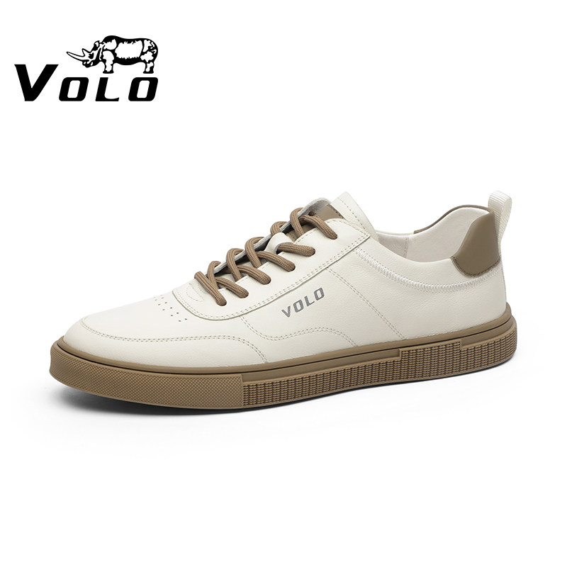 volo/犀牛板鞋男夏季透气品牌男鞋男士休闲鞋真皮小白鞋男韩版潮