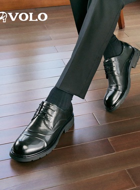 VOLO犀牛男士皮鞋男正装商务男鞋全黑公务鞋小众休闲增高级感皮鞋