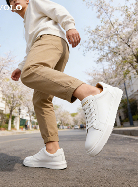 VOLO犀牛男士鞋子男鞋2025新款增高板鞋西装小白鞋真皮潮流休闲鞋