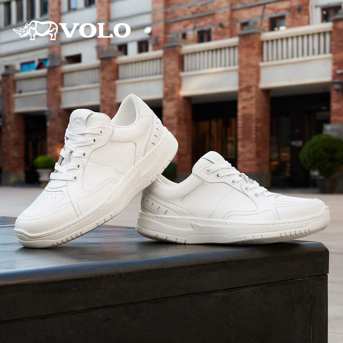 VOLO犀牛增高男鞋休闲鞋2026新款男士真皮西装小白鞋男款板鞋厚底