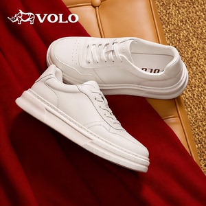 4CM增高男鞋|VOLO犀牛真皮运动鞋男士小白鞋2026新款休闲板鞋厚底