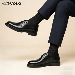 VOLO/犀牛皮鞋男款2025新款冬季加绒保暖男士正装商务真皮德比鞋
