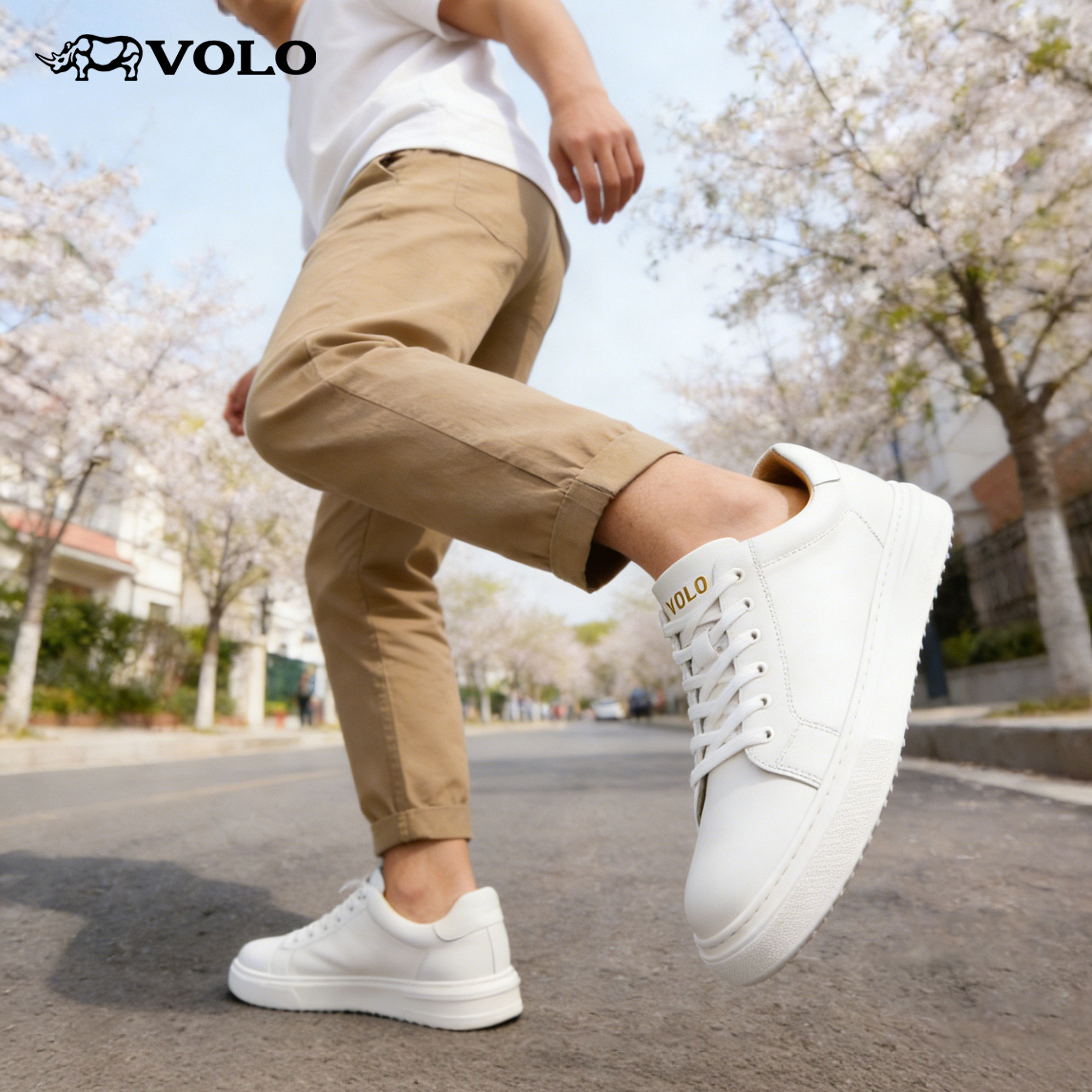 VOLO/犀牛鞋子男鞋夏透气厚底增高板鞋西装男士小白鞋真皮休闲鞋