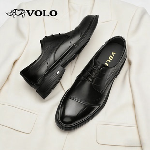 商务三接头雕花男士 VOLO 真皮结婚增高 正装 2026新款 犀牛皮鞋 男款