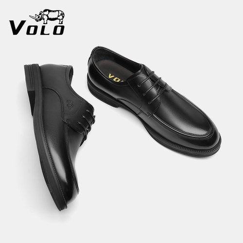 VOLO犀牛头层牛皮软底商务男皮鞋