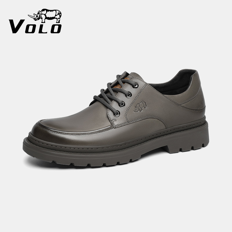 VOLO/犀牛牛皮休闲男皮鞋厚底