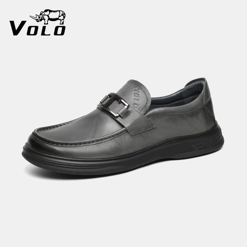VOLO犀牛真皮透气一脚蹬男豆豆鞋