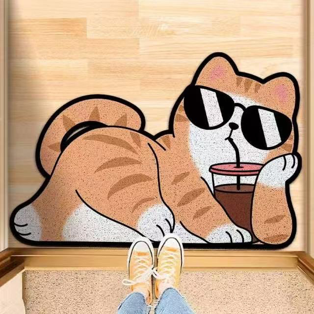 卡通猫咪丝圈入户门地垫玄关进门脚垫耐脏可裁剪除尘地毯丝圈地垫,居家布艺,入户地垫,淘宝优惠券,粉丝福利购,淘宝优惠卷