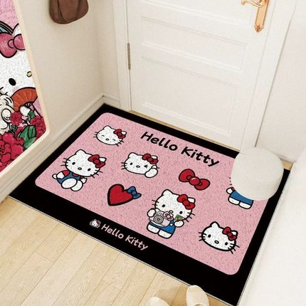 HelloKitty入户门丝圈地垫卡通进门门口防滑门垫蹭土耐脏除尘地毯