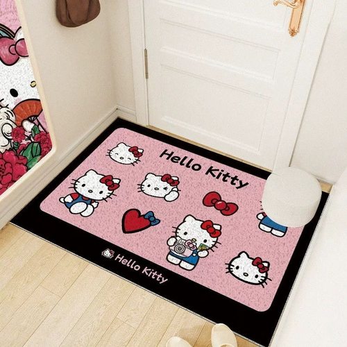HelloKitty入户门丝圈地垫卡通进门门口防滑门垫蹭土耐脏除尘地毯