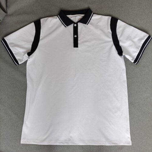 定做夏季大小码男女同款纯棉休闲上衣短袖白色拼藏蓝色T恤POLO衫