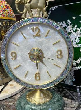 轻奢吉象黄铜贝壳座钟X