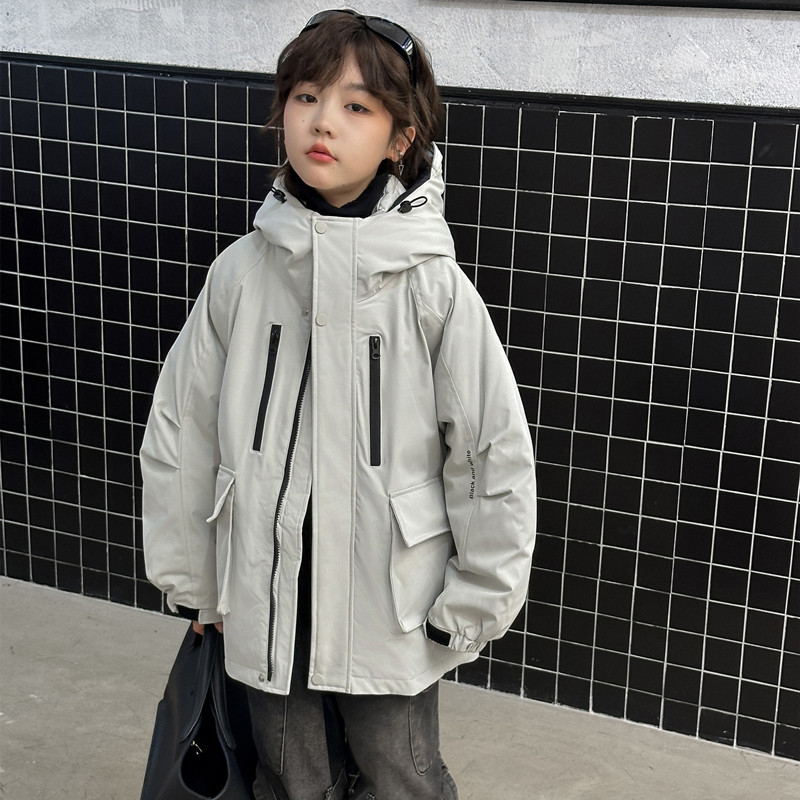 2025反季特价男女童羽绒服白鸭绒冬季新款中大童加厚工装连帽