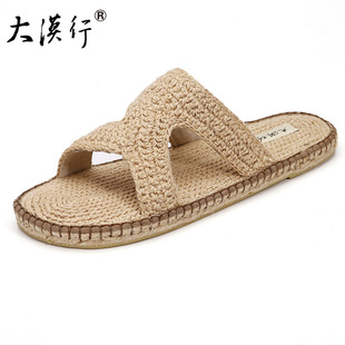大漠行麻鞋夏季男士拖鞋休闲草鞋个性复古吸汗防臭居家外穿手工