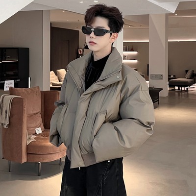 宽松加厚面包服美式立领棉服外套