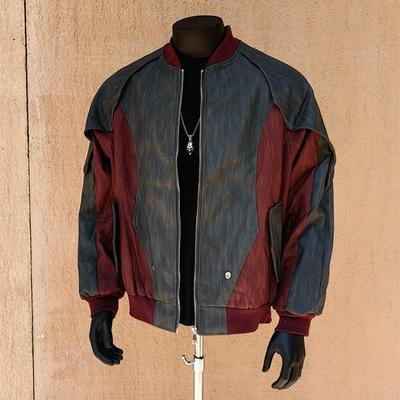 解构撞色拼接棒球服飞行员夹克男