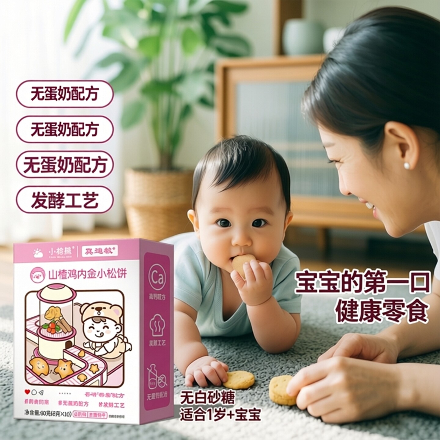 香港小棕熊小松饼无鸡蛋无牛奶无白砂糖低敏发酵松软饼干宝宝零食