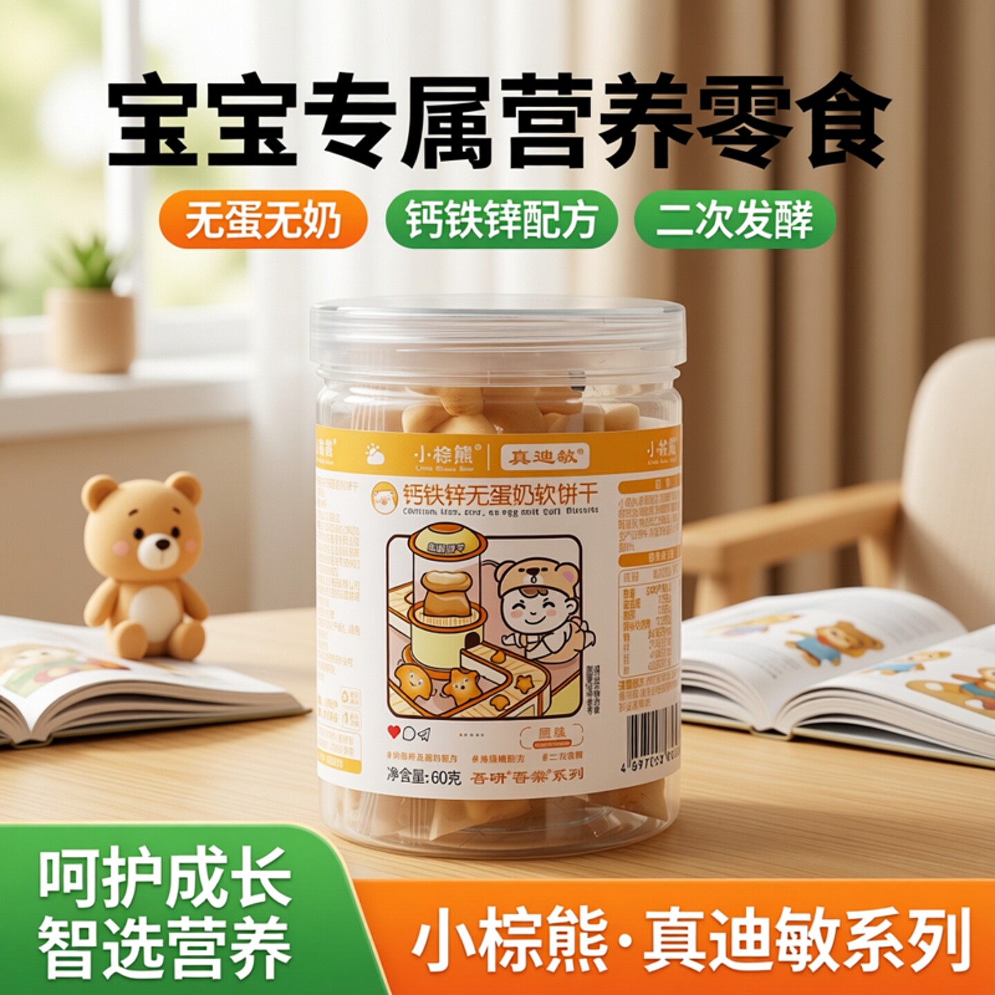 香港小棕熊无鸡蛋无牛奶无白砂糖软饼干零食松软饼干零食宝宝零食