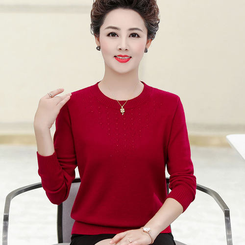妈妈春装打底衫洋气薄时尚毛衣